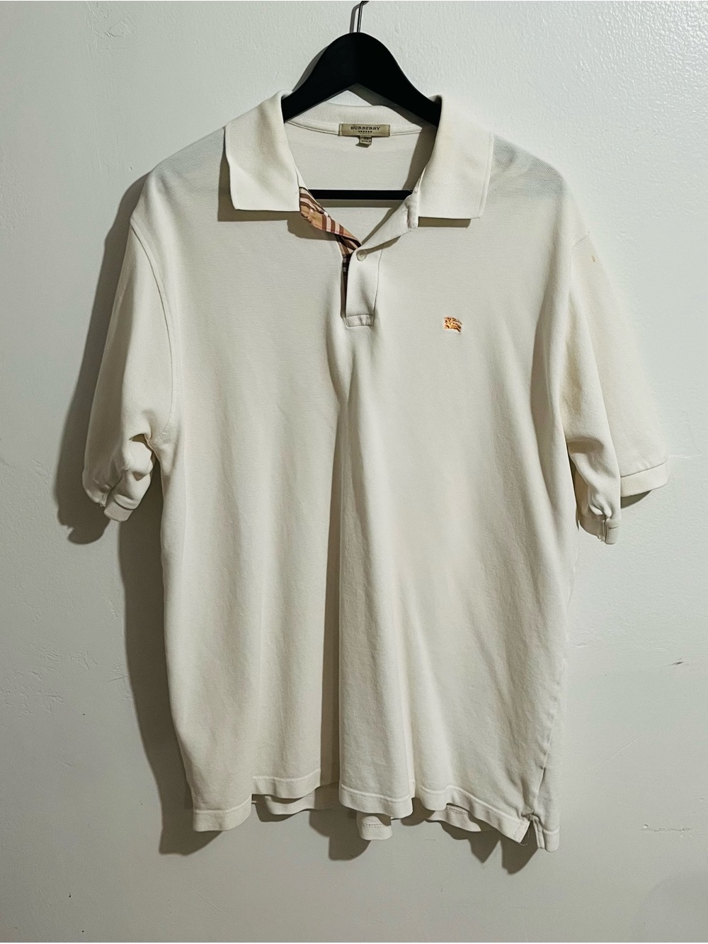 Burberry London Men's Classic Off White Cotton Polo Shirt Size XL